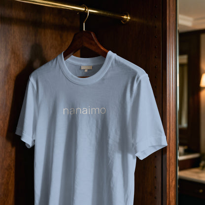 Nanaimo - white on light blue - tshirt