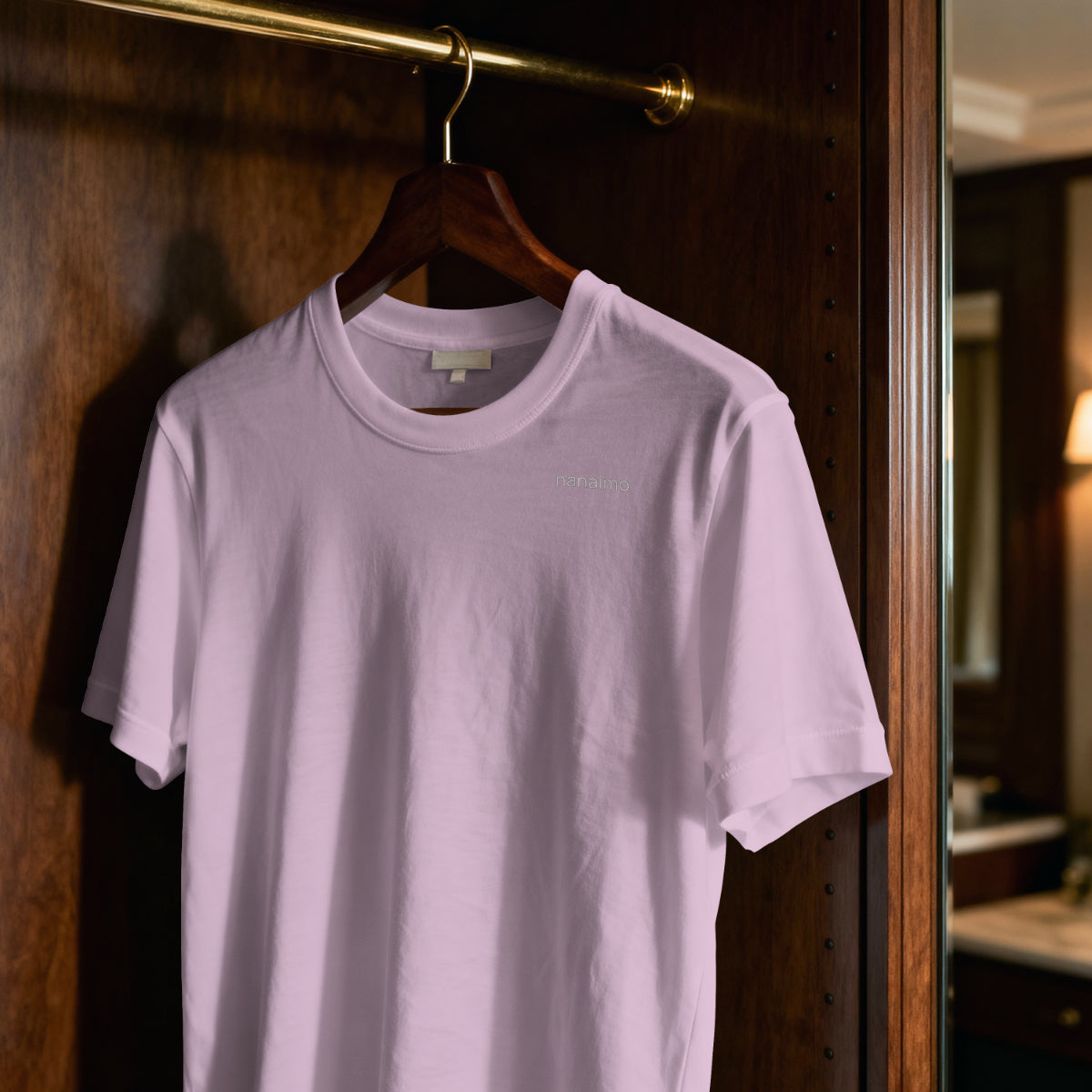 Nanaimo - white on light pink - tshirt
